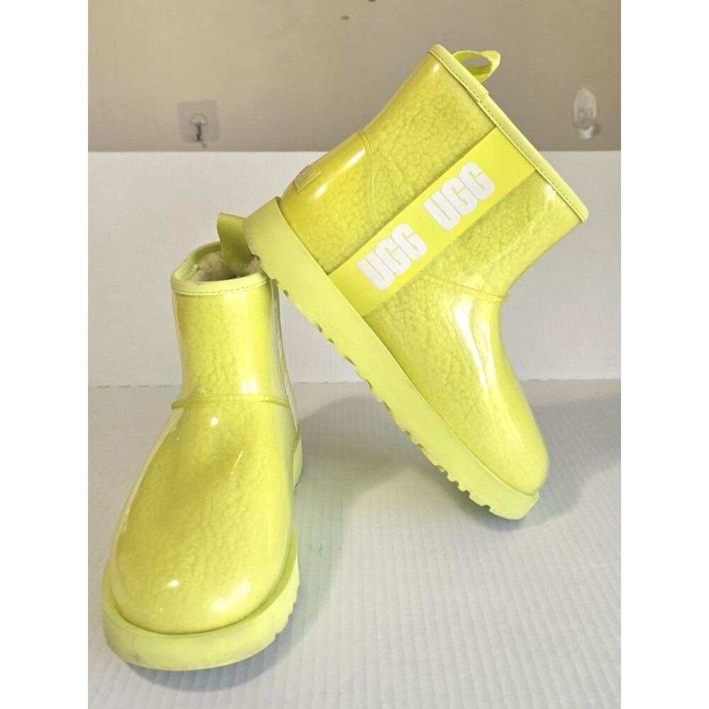 UGG Classic Clear Mini Neon Yellow Waterproof Boots Women’s Size 7 Style 1113190